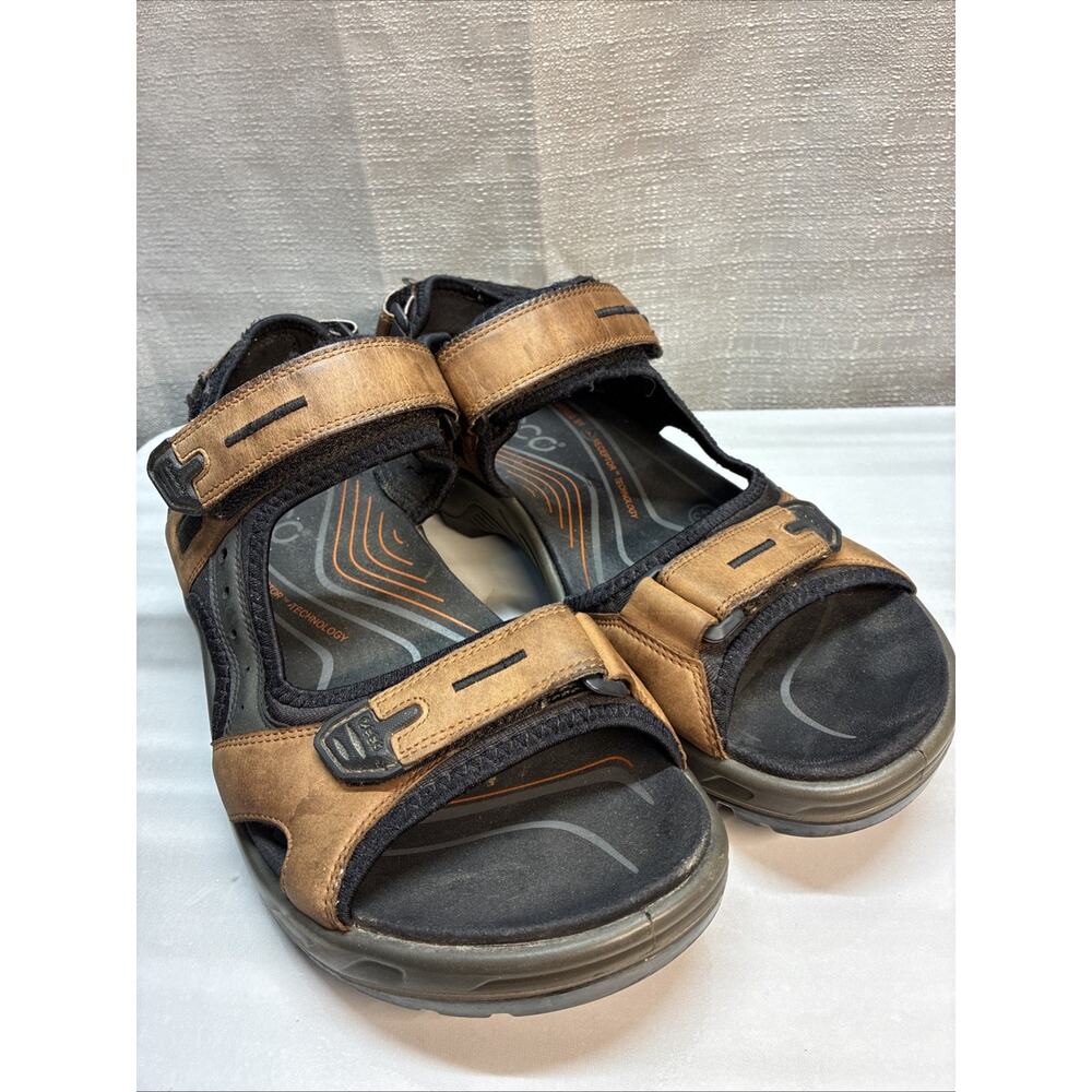 ECCO Yucatan Receptor Men's Brown Black Leather Sport Sandals SIZE 9.5 EU 43